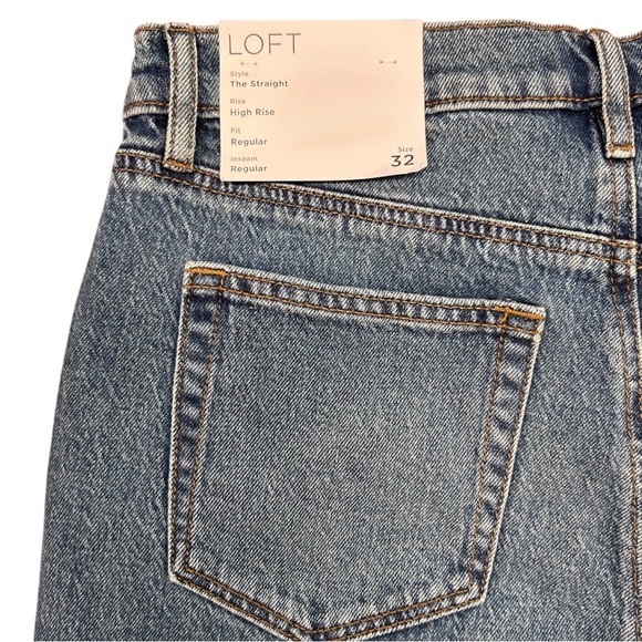 LOFT Pearl High Rise Straight Jeans in Authentic Vintage Mid Wash Embellished - Picture 8 of 11